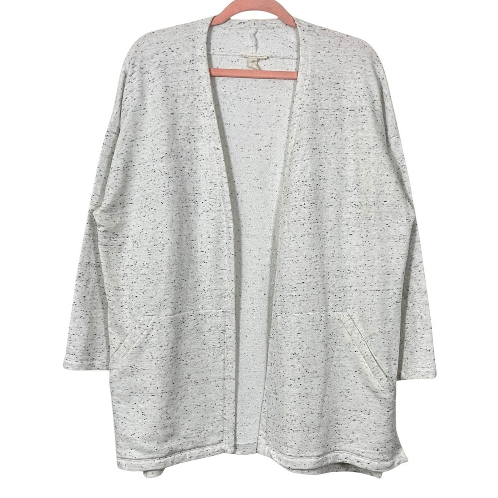 Eileen Fisher Cardigan Womens‎ Medium Speckled Organic Cotton Open Front Sweater